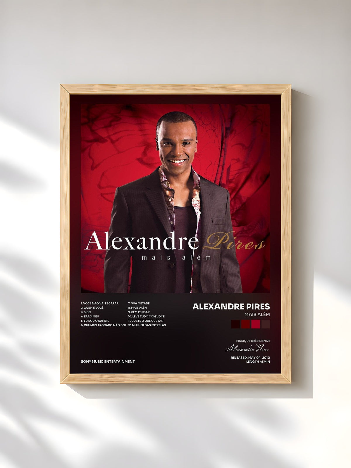 #bois Tableau de l'album Mais Além de Alexandre Pires, cadre en bois brut, imprimé et encadré en France