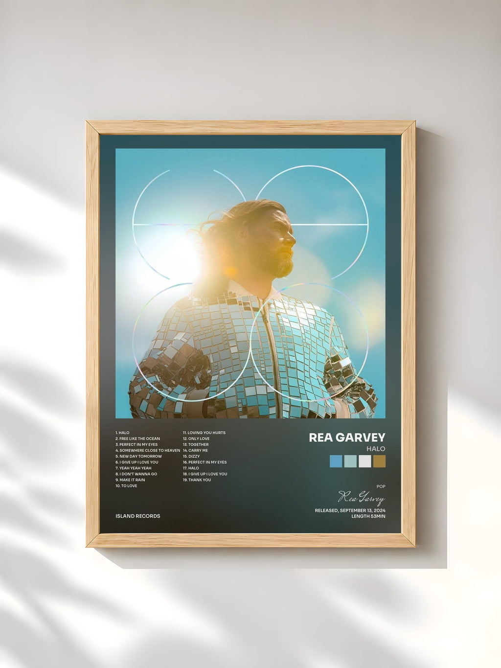 #bois Tableau de l'album HALO de Rea Garvey, cadre en bois brut, imprimé et encadré en France
