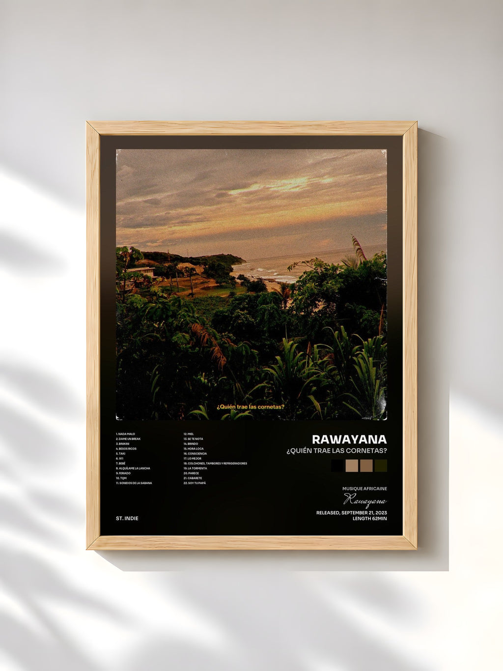 #bois Tableau de l'album ¿Quién trae las cornetas? de Rawayana, cadre en bois brut, imprimé et encadré en France
