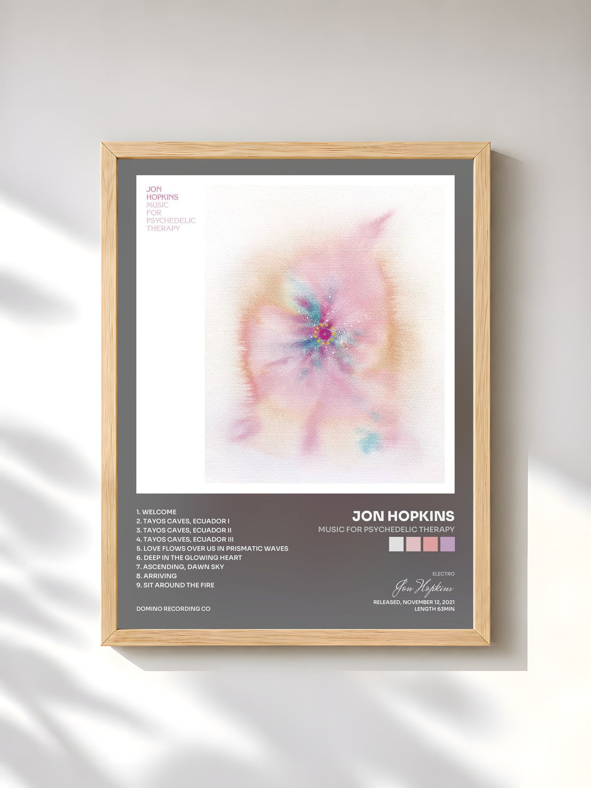 #bois Tableau de l'album Music For Psychedelic Therapy de Jon Hopkins, cadre en bois brut, imprimé et encadré en France