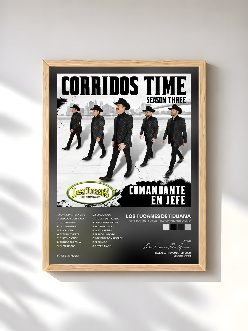 #bois Tableau de l'album Corridos Time – Season Three "Comandante En Jefe" de Los Tucanes De Tijuana, cadre en bois brut, imprimé et encadré en France