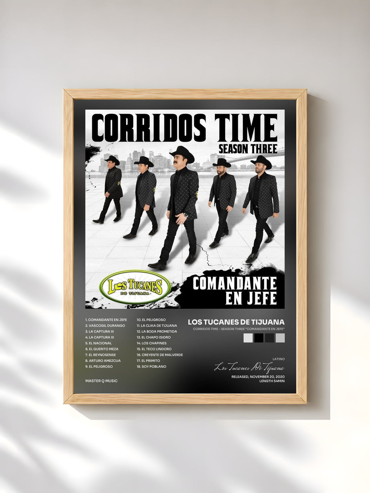 #bois Tableau de l'album Corridos Time – Season Three "Comandante En Jefe" de Los Tucanes De Tijuana, cadre en bois brut, imprimé et encadré en France