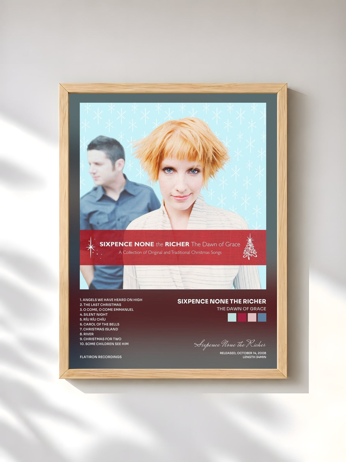 #bois Tableau de l'album The Dawn of Grace de Sixpence None the Richer, cadre en bois brut, imprimé et encadré en France
