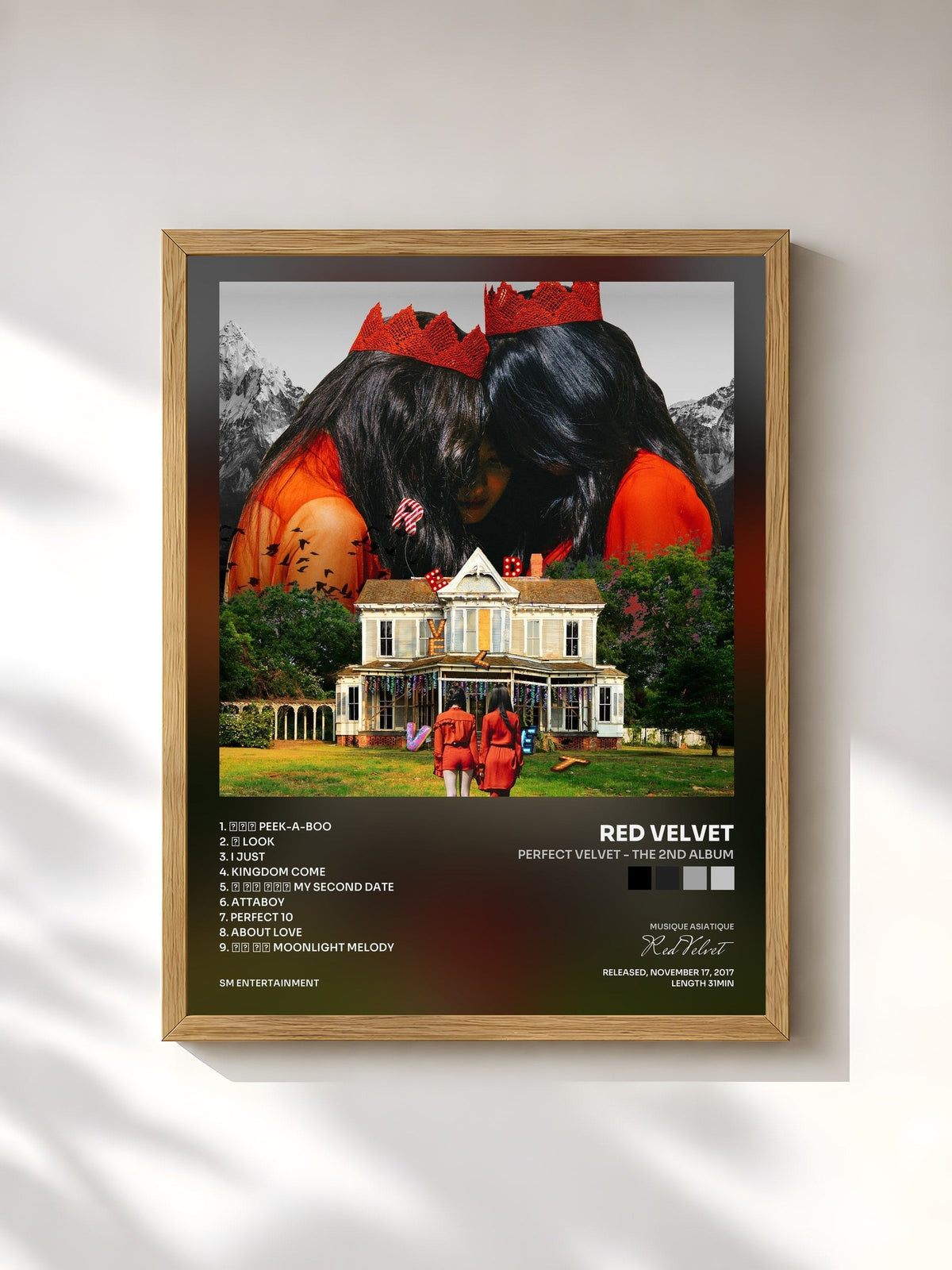 #bois Tableau de l'album Perfect Velvet - The 2nd Album de Red Velvet, cadre en bois brut, imprimé et encadré en France