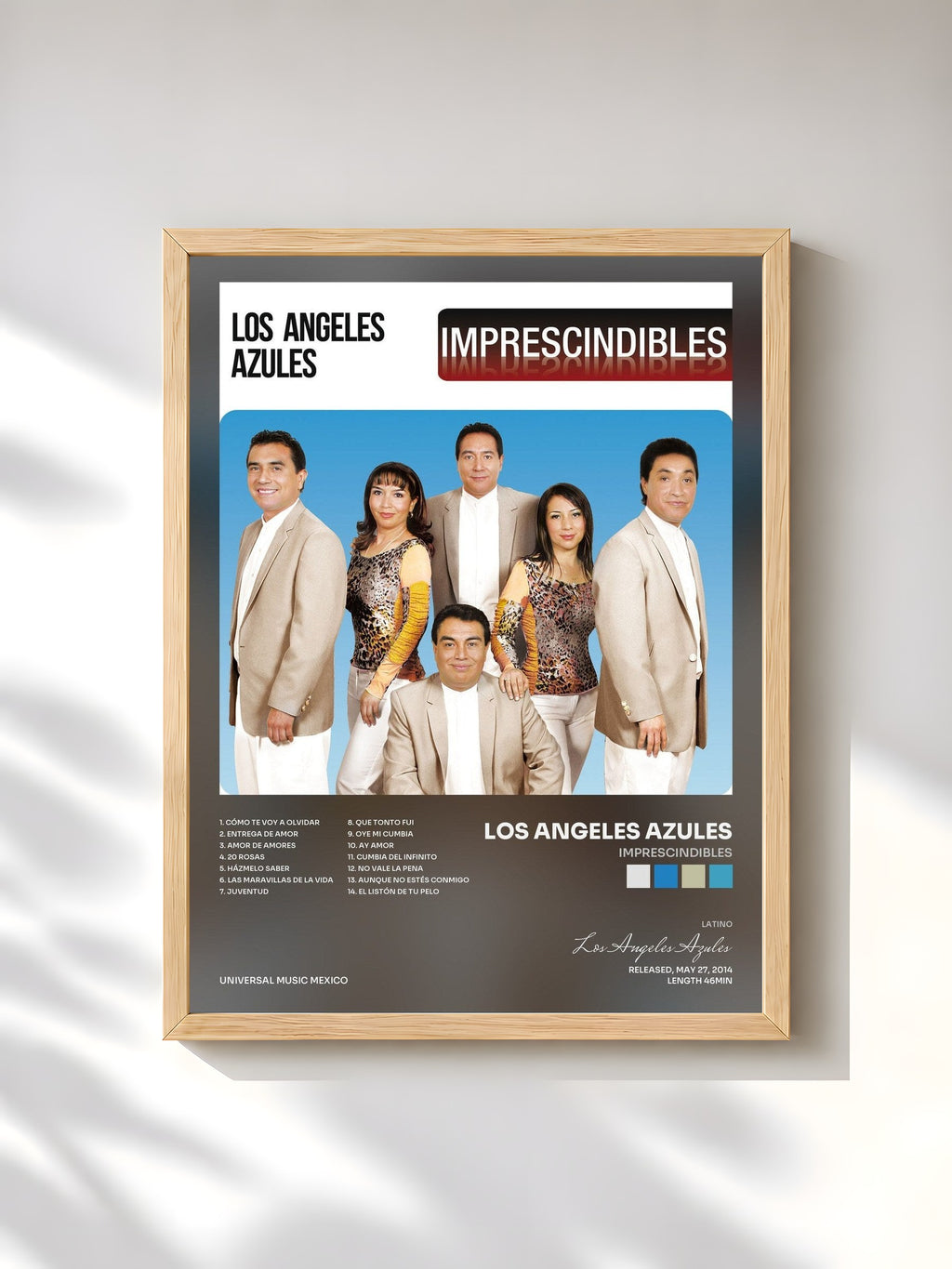#bois Tableau de l'album Imprescindibles de Los Angeles Azules, cadre en bois brut, imprimé et encadré en France