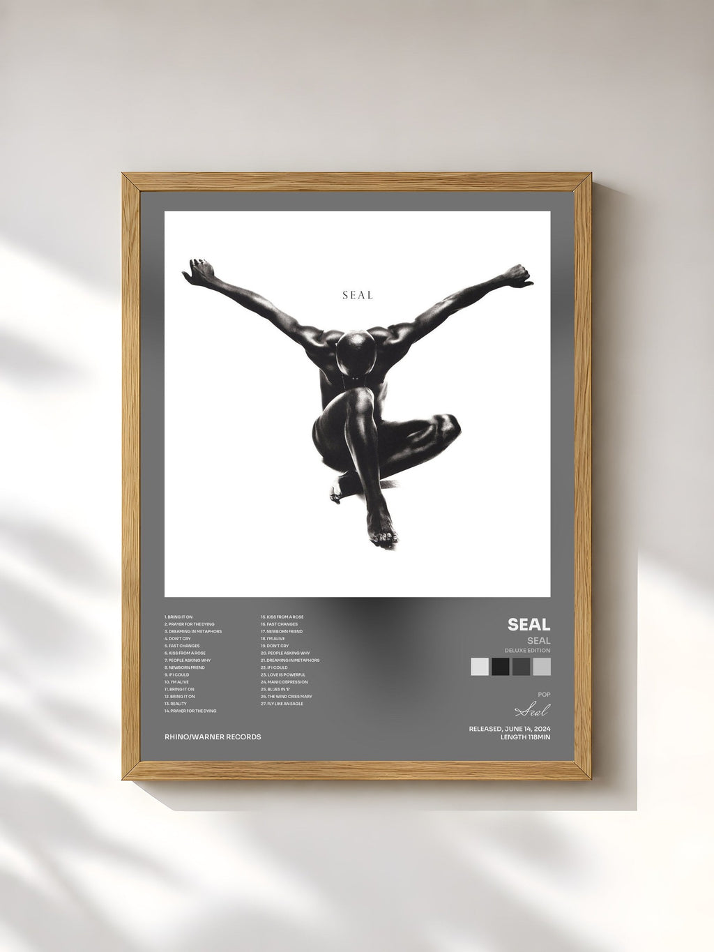 #bois Tableau de l'album Seal (Deluxe Edition) de Seal, cadre en bois brut, imprimé et encadré en France