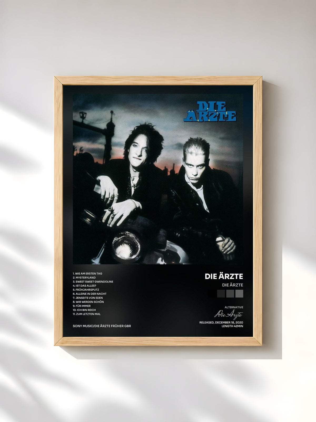 #bois Tableau de l'album Die Ärzte de Die Ärzte, cadre en bois brut, imprimé et encadré en France