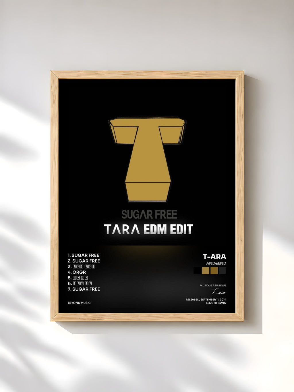 #bois Tableau de l'album And&End de T-ara, cadre en bois brut, imprimé et encadré en France