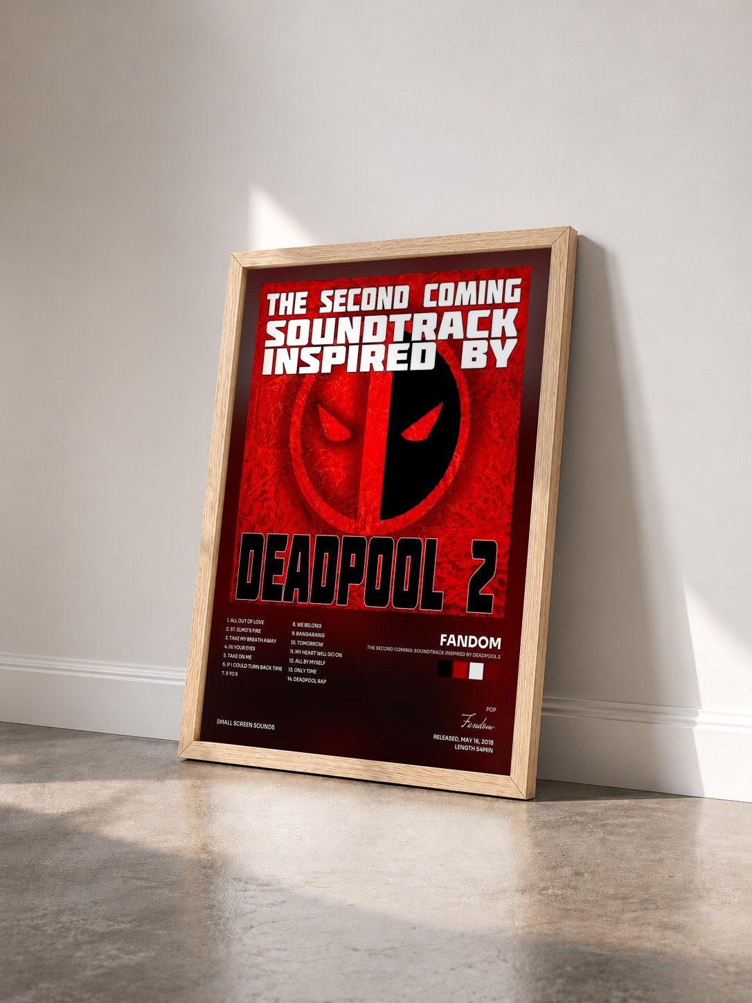 #bois Tableau de l'album The Second Coming: Soundtrack Inspired by Deadpool 2 de Fandom vu de trois quarts, cadre en bois brut