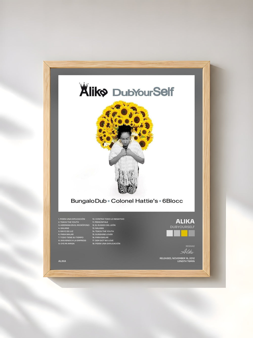 #bois Tableau de l'album DubYourSelf de Alika, cadre en bois brut, imprimé et encadré en France
