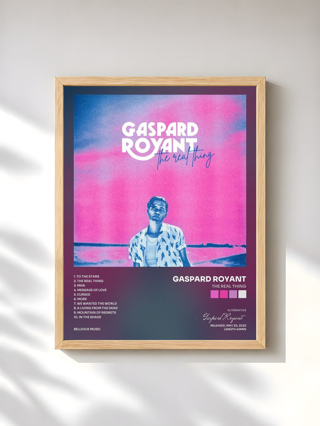#bois Tableau de l'album The Real Thing de Gaspard Royant, cadre en bois brut, imprimé et encadré en France