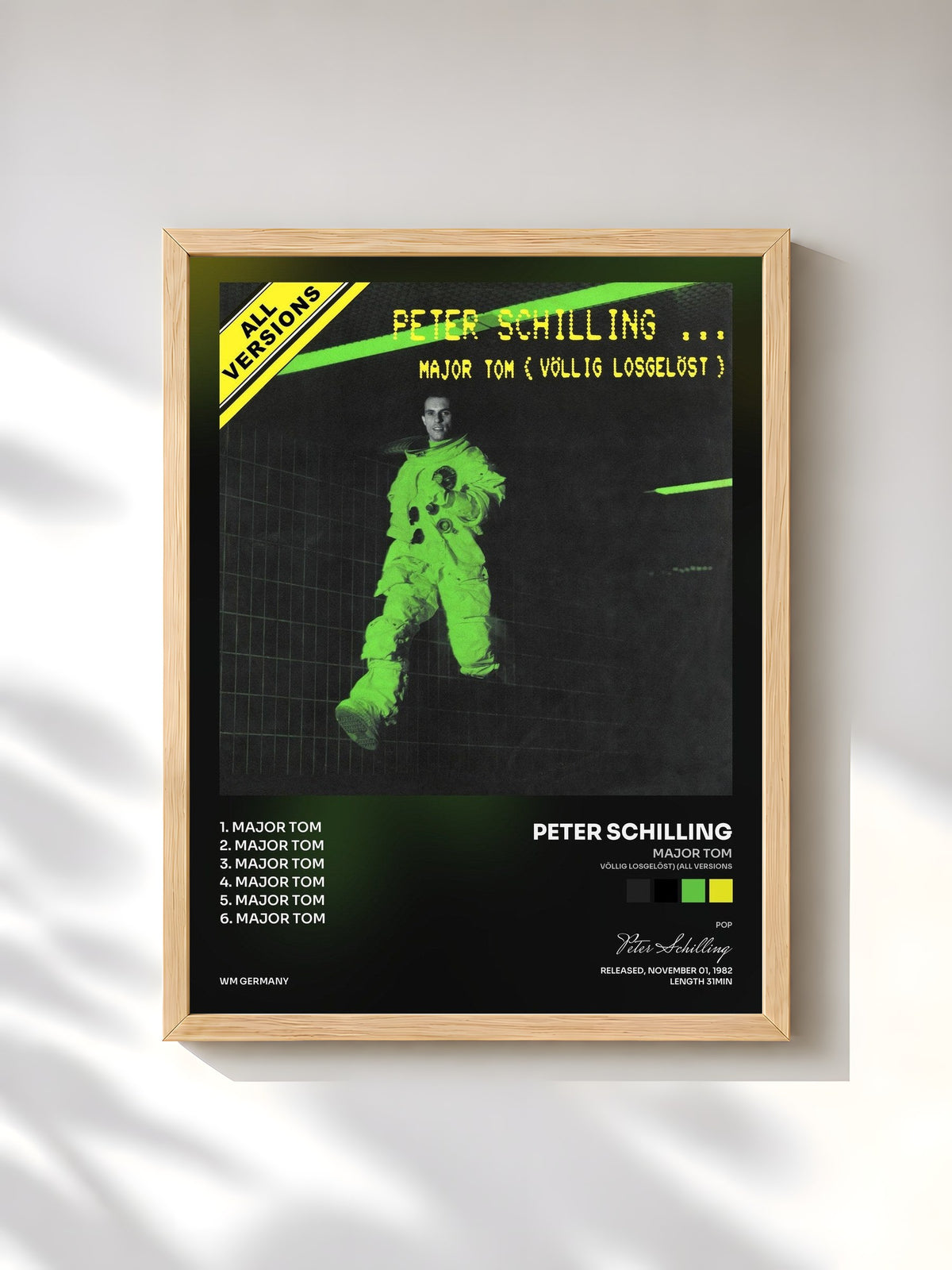 #bois Tableau de l'album Major Tom (Völlig losgelöst) (All Versions) de Peter Schilling, cadre en bois brut, imprimé et encadré en France