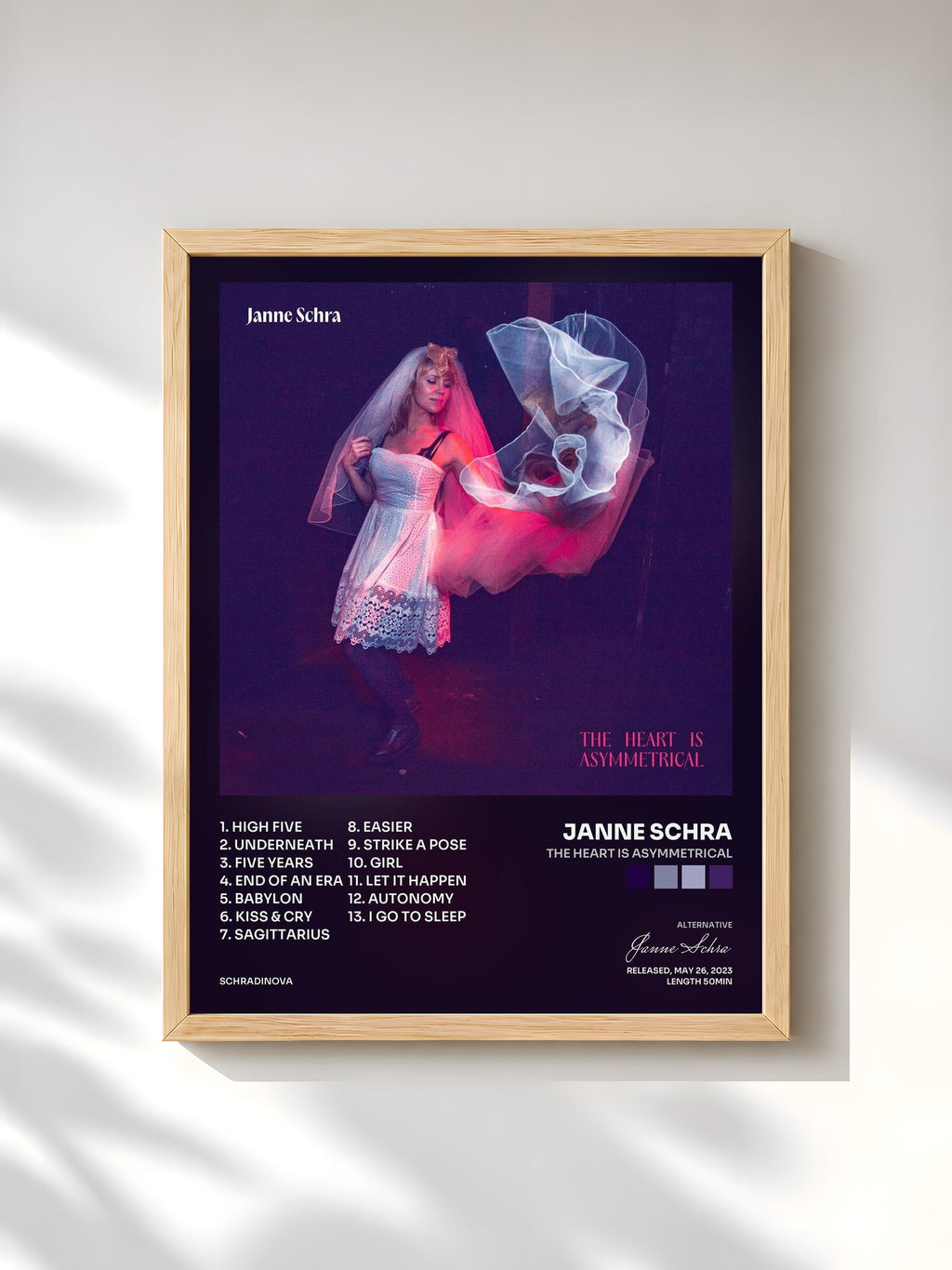 #bois Tableau de l'album The Heart is Asymmetrical de Janne Schra, cadre en bois brut, imprimé et encadré en France