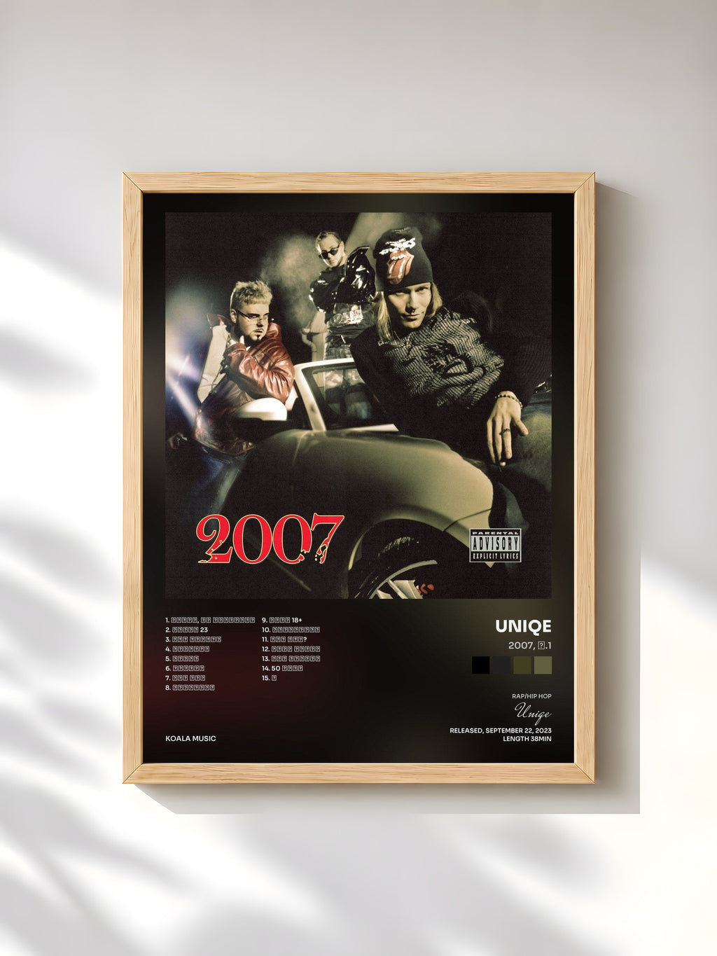 #bois Tableau de l'album 2007, Ч.1 de Uniqe, cadre en bois brut, imprimé et encadré en France
