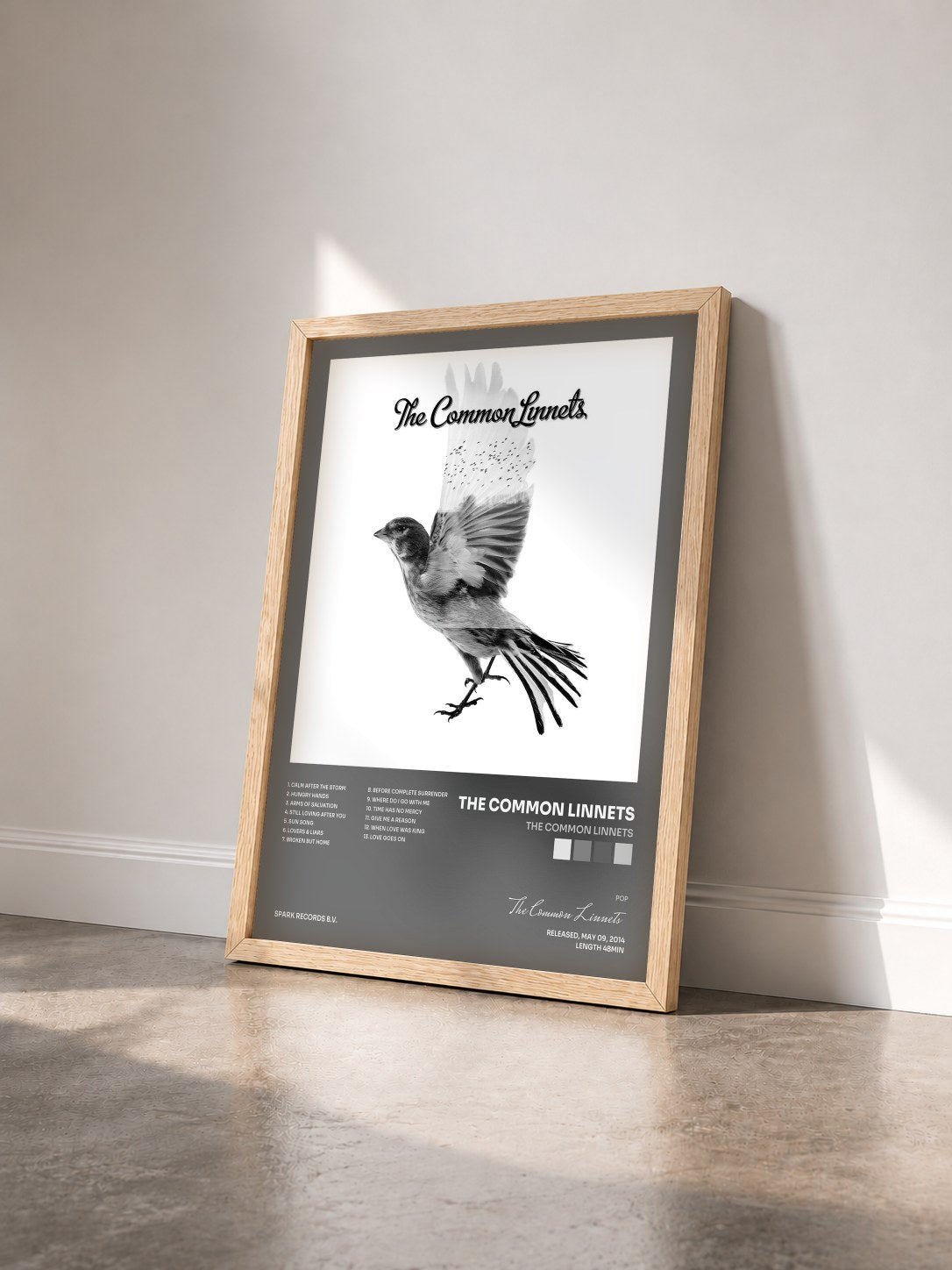 #bois Tableau de l'album The Common Linnets de The Common Linnets vu de trois quarts, cadre en bois brut
