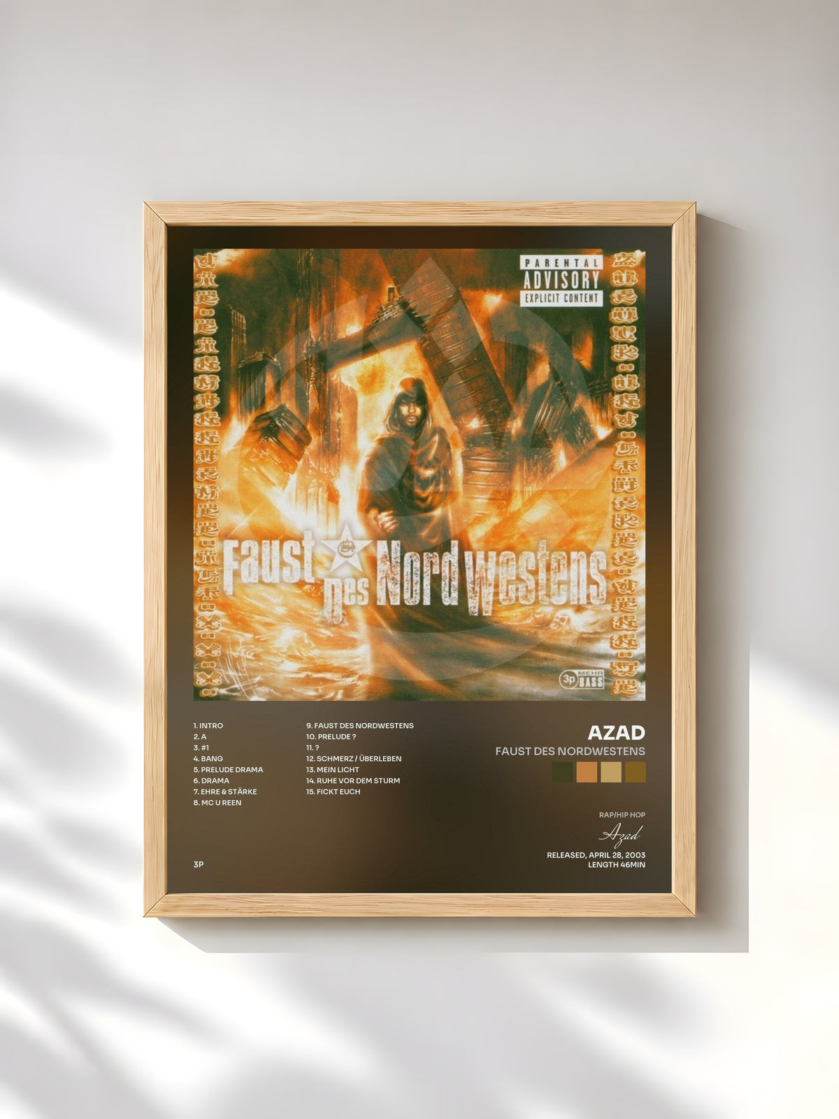 #bois Tableau de l'album Faust des Nordwestens de Azad, cadre en bois brut, imprimé et encadré en France