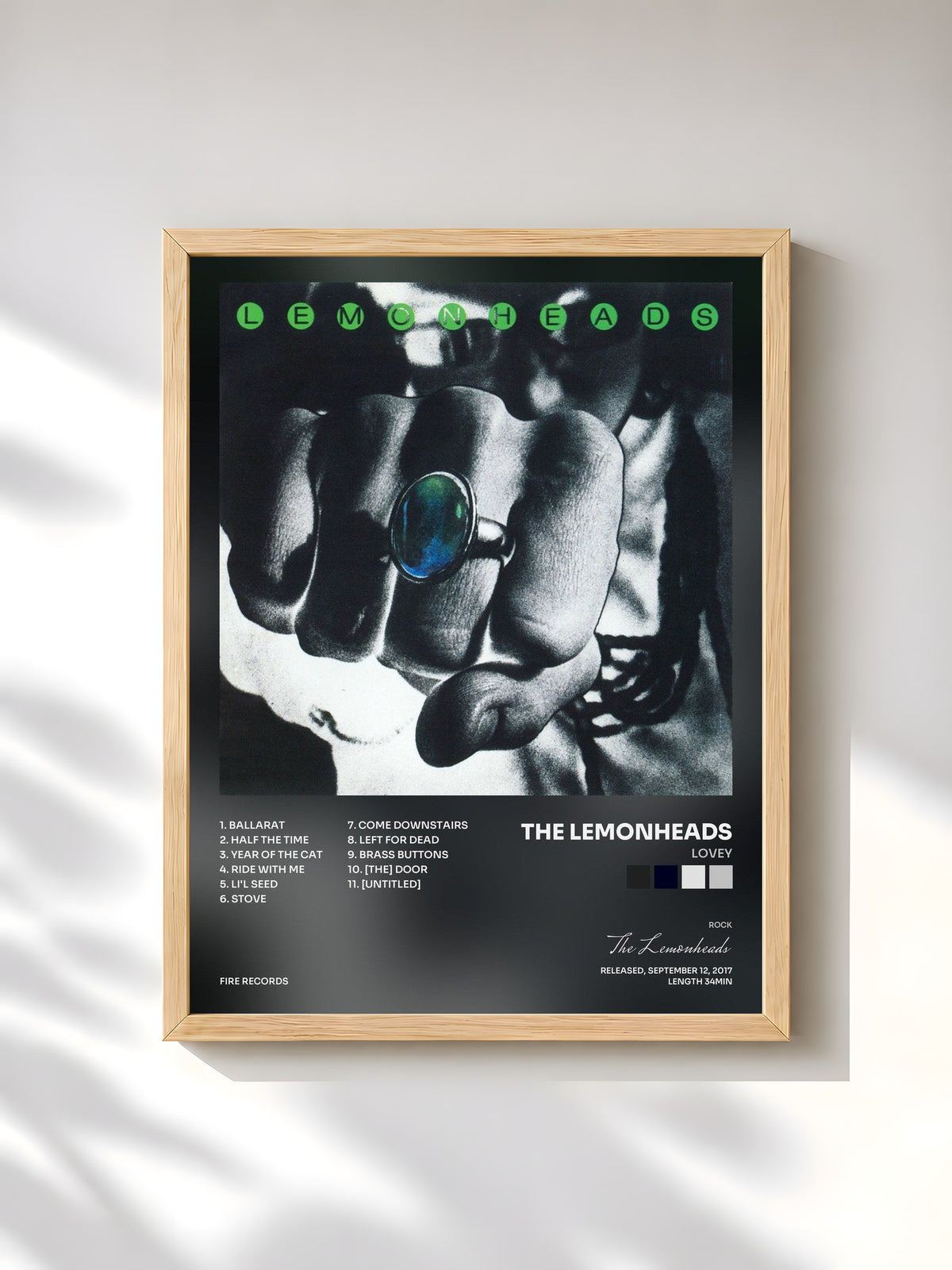 #bois Tableau de l'album Lovey de The Lemonheads, cadre en bois brut, imprimé et encadré en France