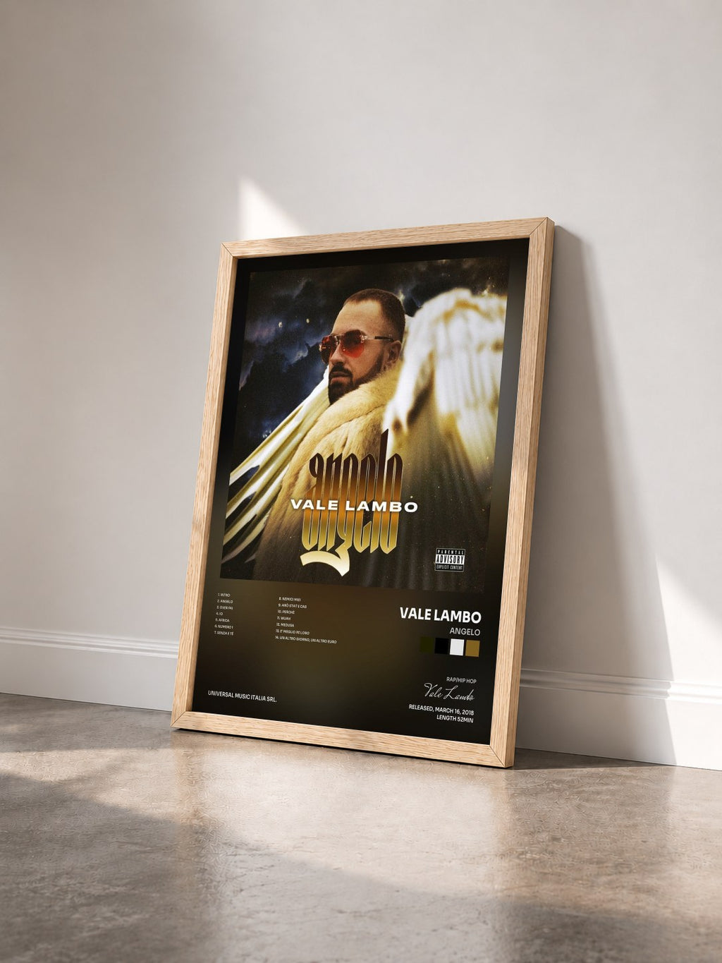 #bois Tableau de l'album Angelo de Vale Lambo vu de trois quarts, cadre en bois brut