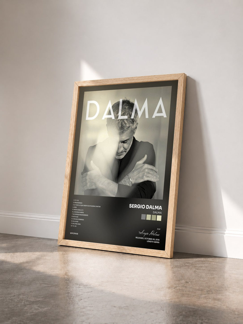 #bois Tableau de l'album Dalma de Sergio Dalma vu de trois quarts, cadre en bois brut