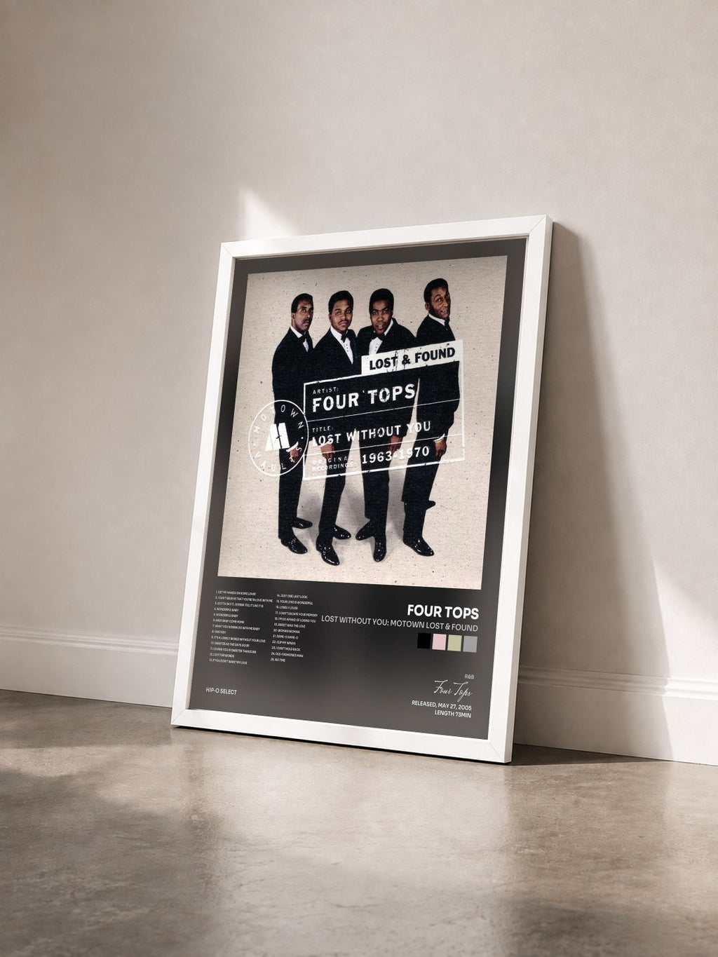 #blanc Tableau de l'album Lost Without You: Motown Lost & Found de Four Tops vu de trois quarts, cadre blanc