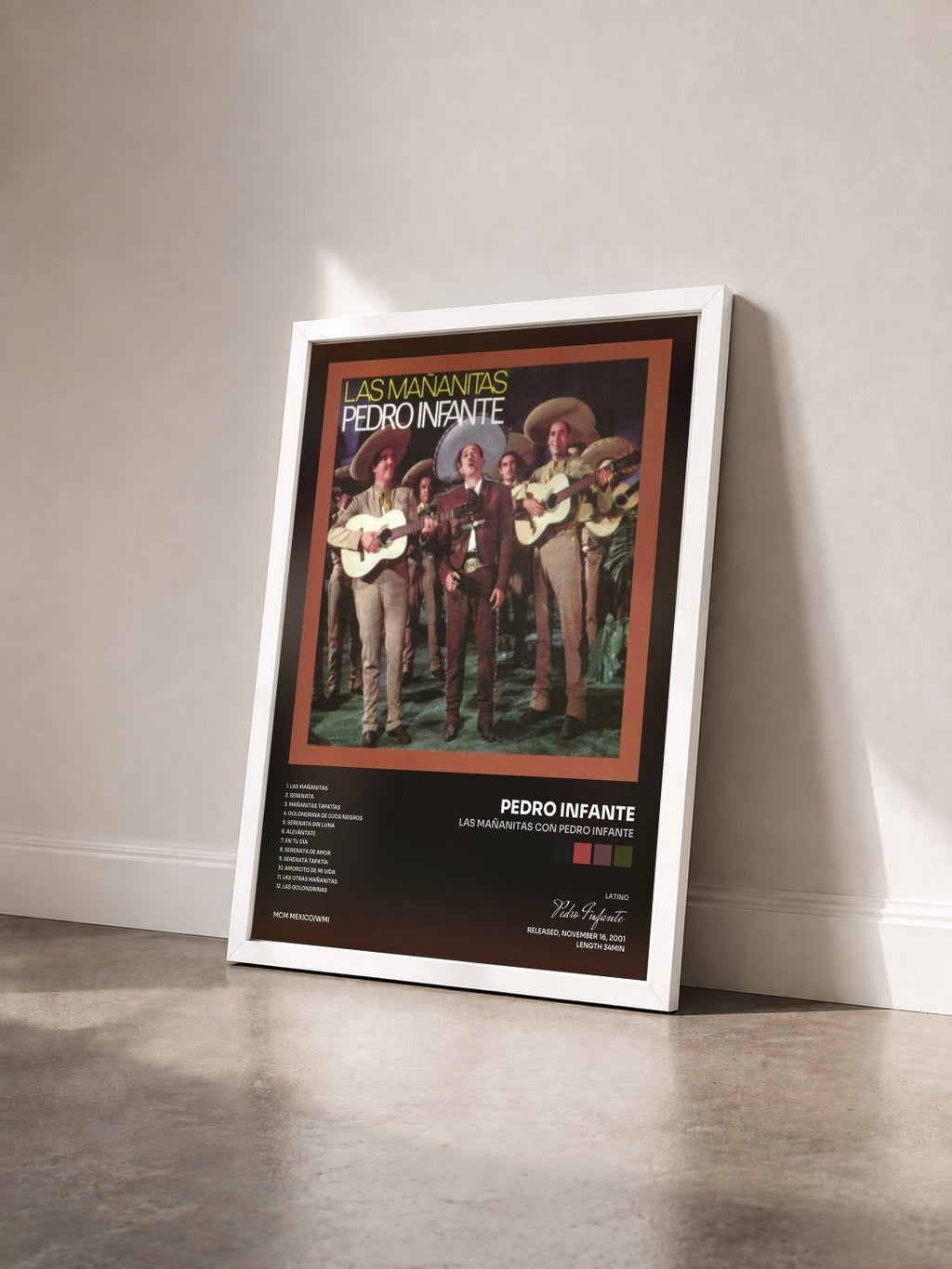#blanc Tableau de l'album Las Mañanitas con Pedro Infante de Pedro Infante vu de trois quarts, cadre blanc