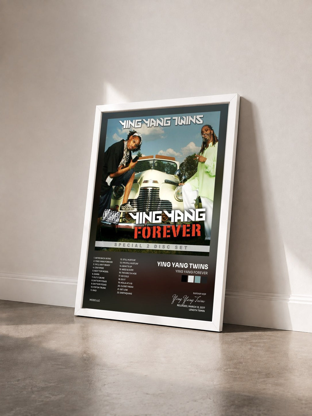 #blanc Tableau de l'album Ying Yang Forever de Ying Yang Twins vu de trois quarts, cadre blanc