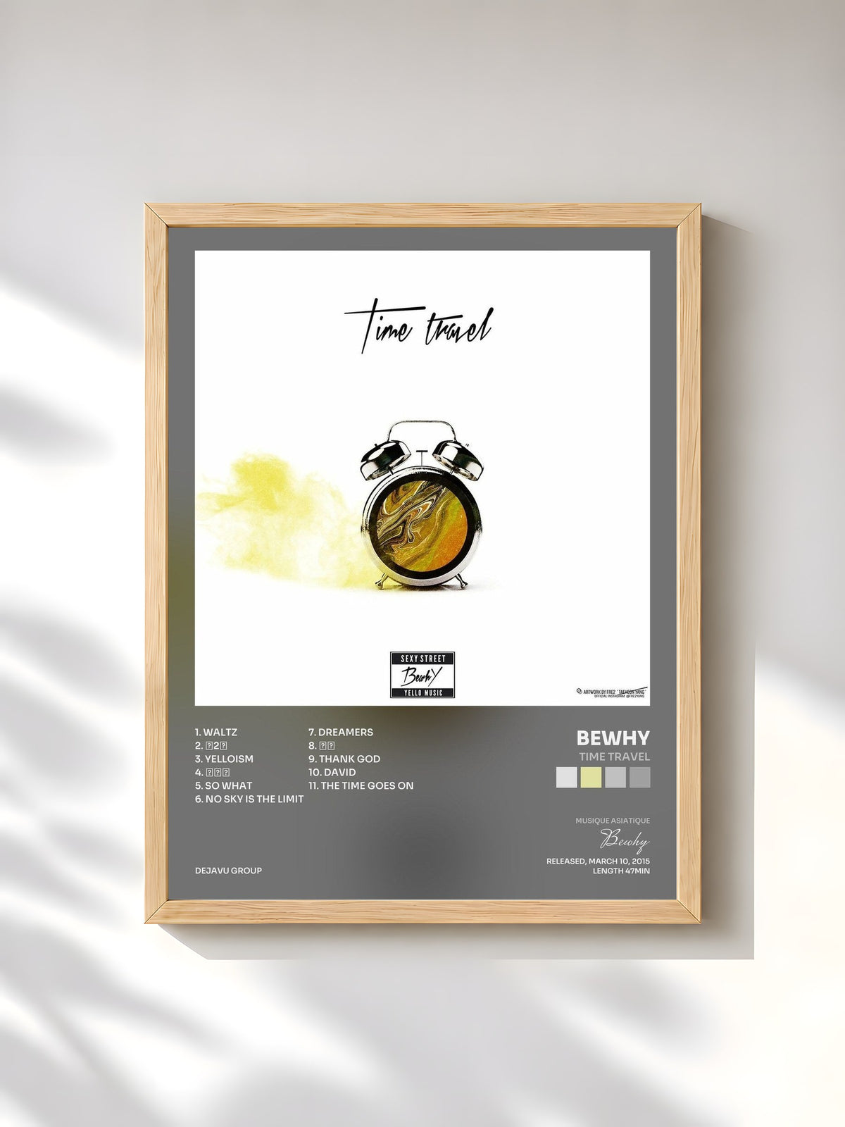 #bois Tableau de l'album Time Travel de Bewhy, cadre en bois brut, imprimé et encadré en France