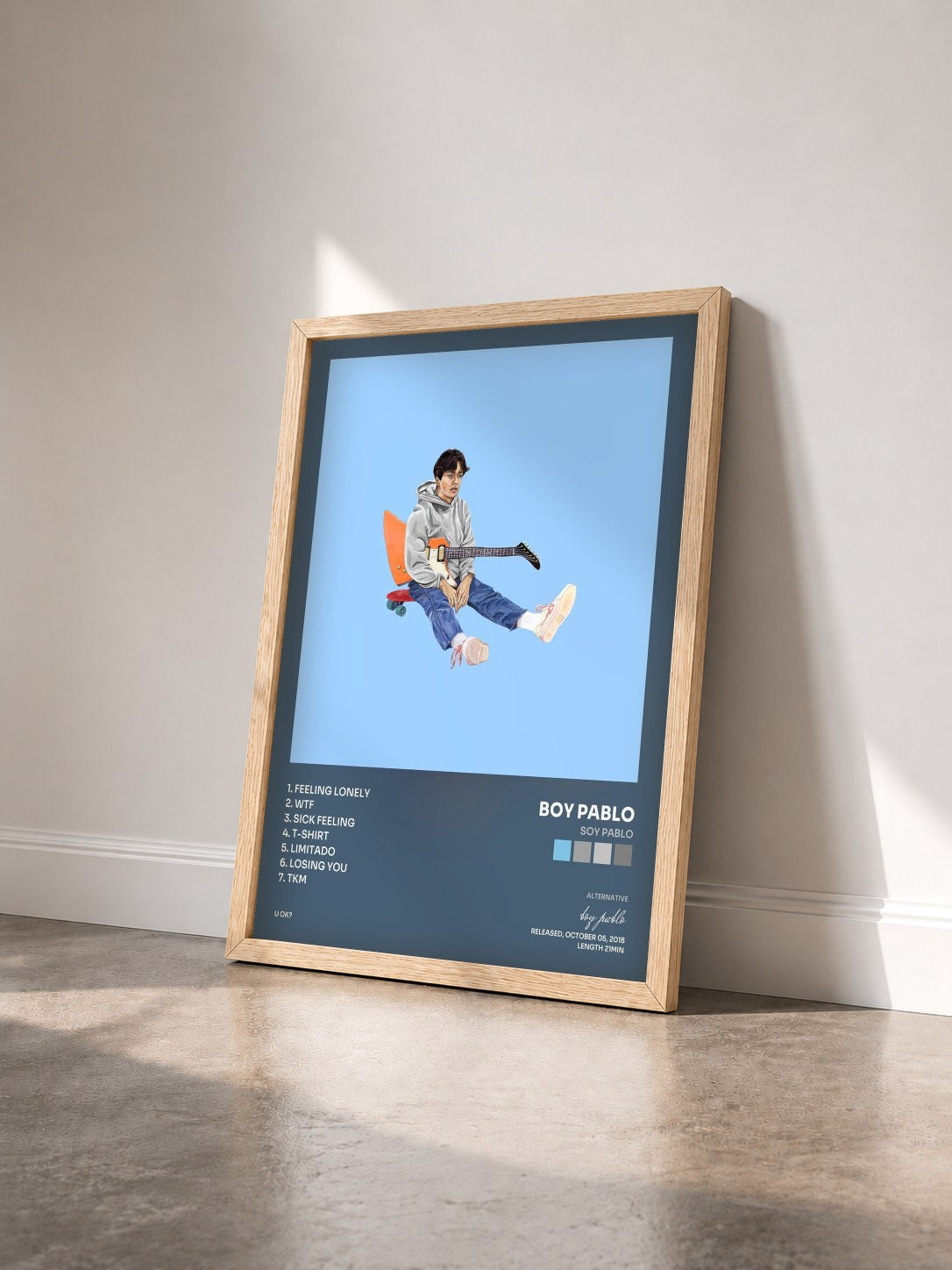 #bois Tableau de l'album Soy Pablo de boy pablo vu de trois quarts, cadre en bois brut