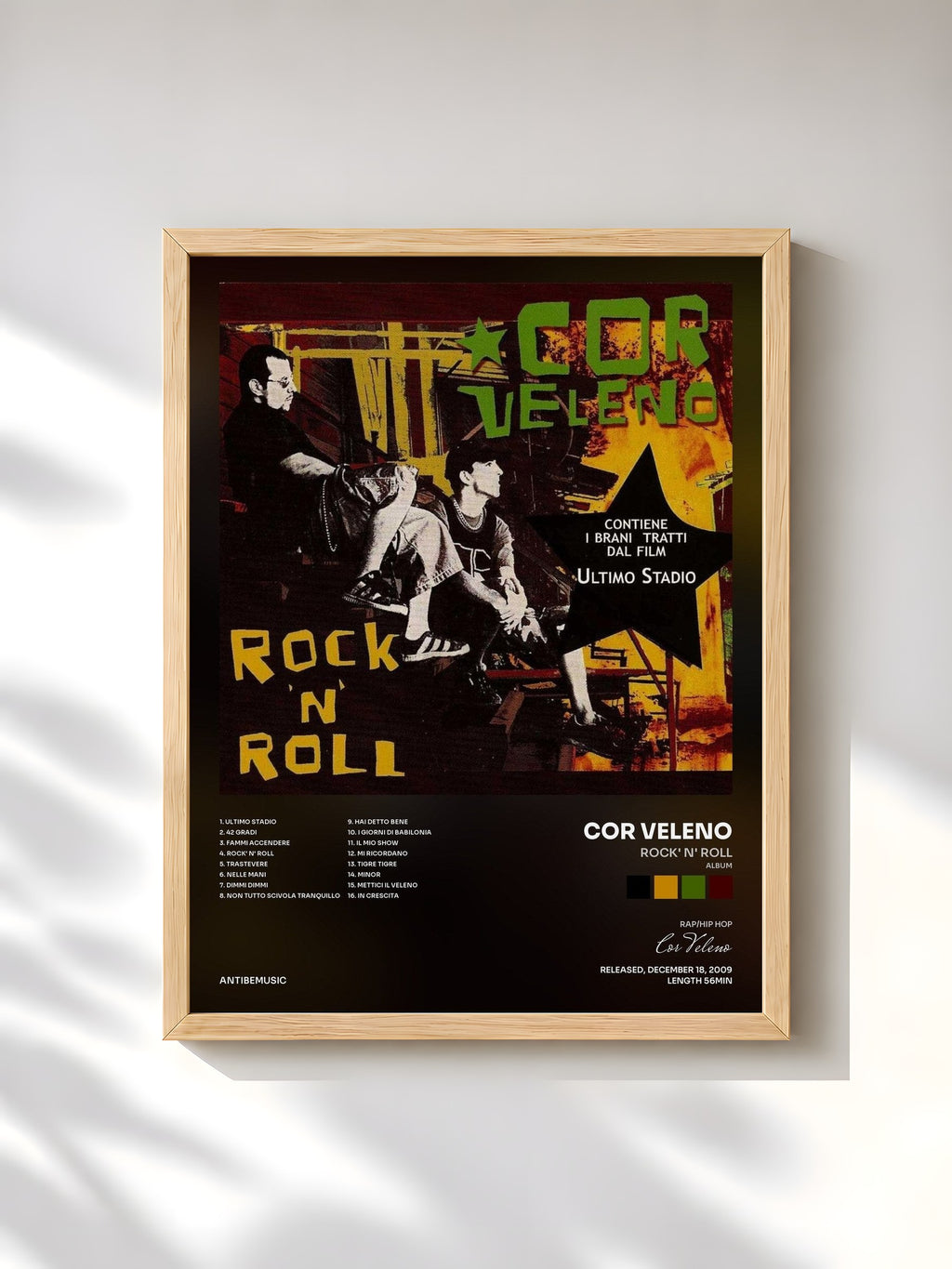 #bois Tableau de l'album Rock' N' Roll (Album) de Cor Veleno, cadre en bois brut, imprimé et encadré en France