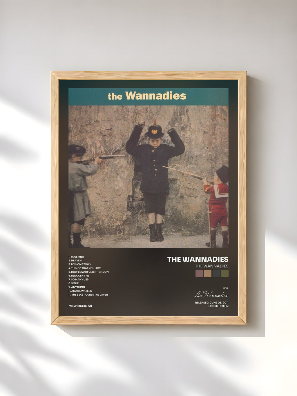#bois Tableau de l'album The Wannadies de The Wannadies, cadre en bois brut, imprimé et encadré en France