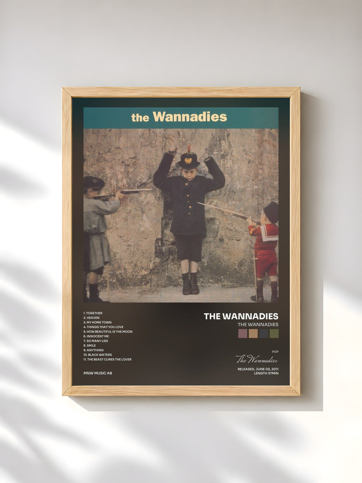 #bois Tableau de l'album The Wannadies de The Wannadies, cadre en bois brut, imprimé et encadré en France