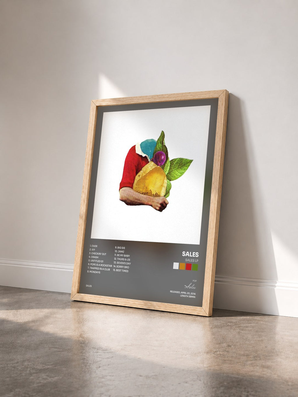 #bois Tableau de l'album SALES LP de Sales vu de trois quarts, cadre en bois brut