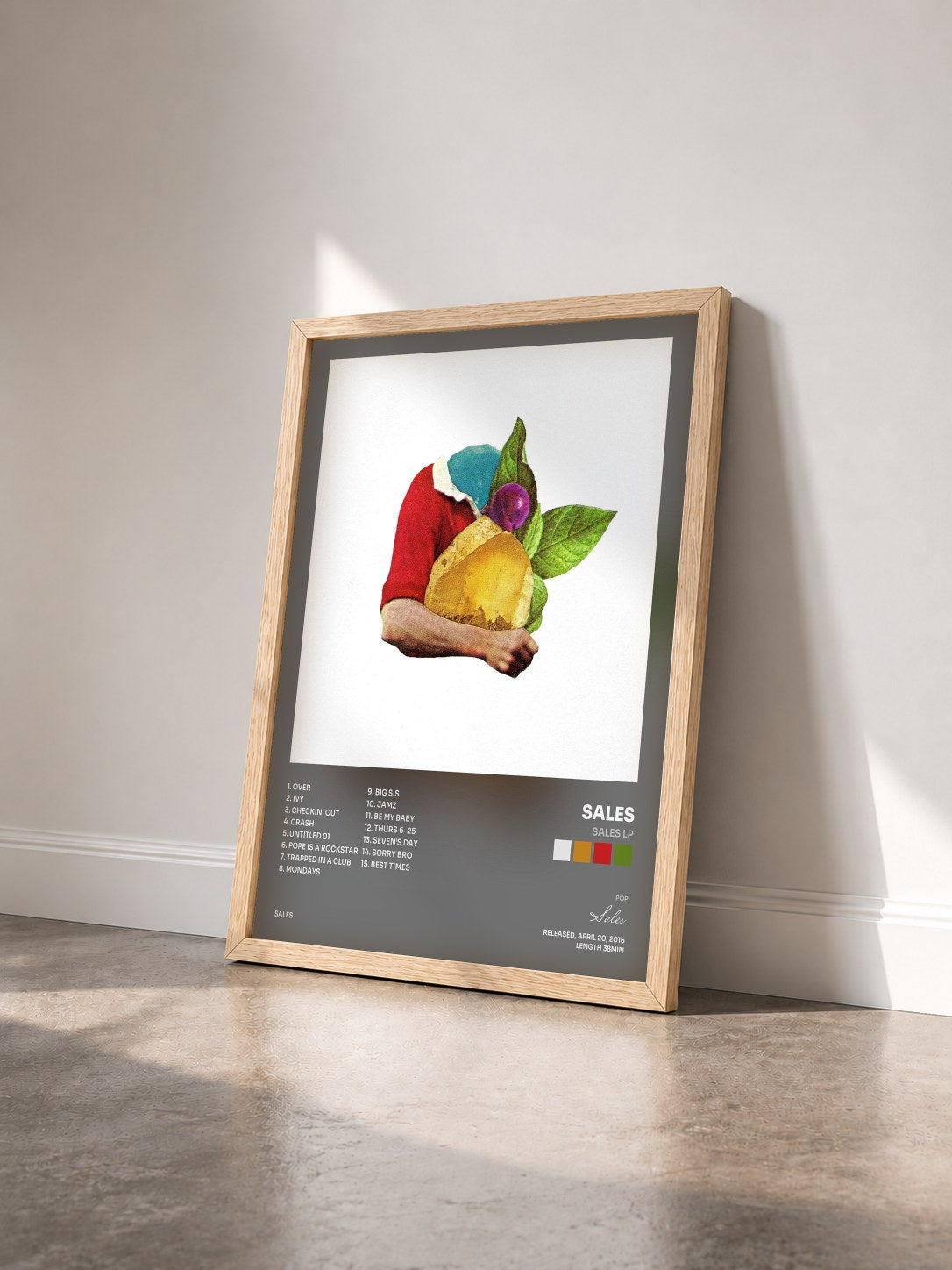 #bois Tableau de l'album SALES LP de Sales vu de trois quarts, cadre en bois brut