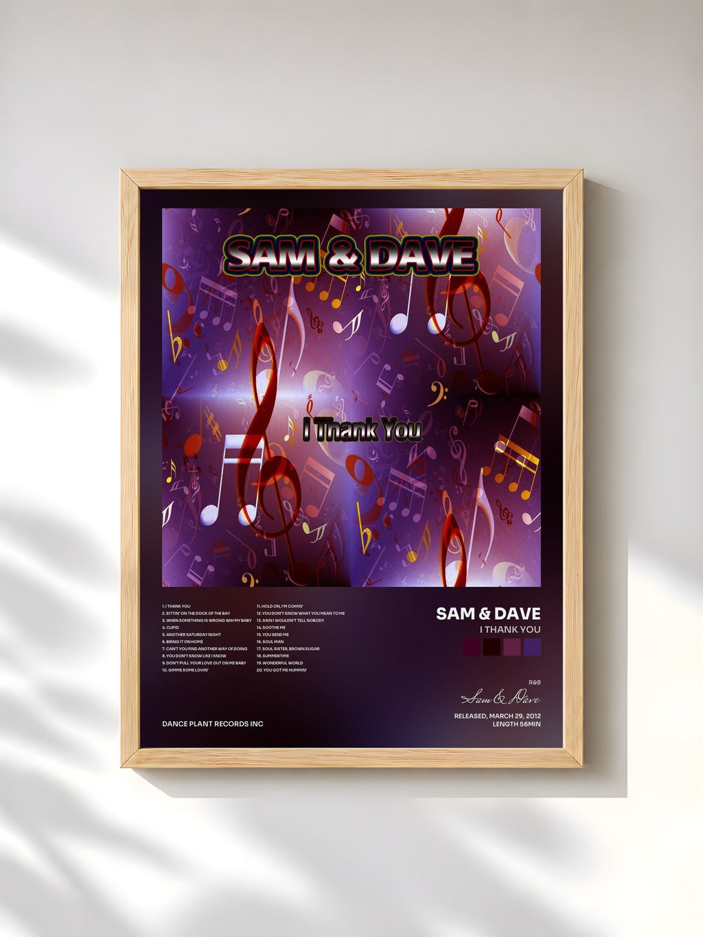#bois Tableau de l'album I Thank You de Sam & Dave, cadre en bois brut, imprimé et encadré en France