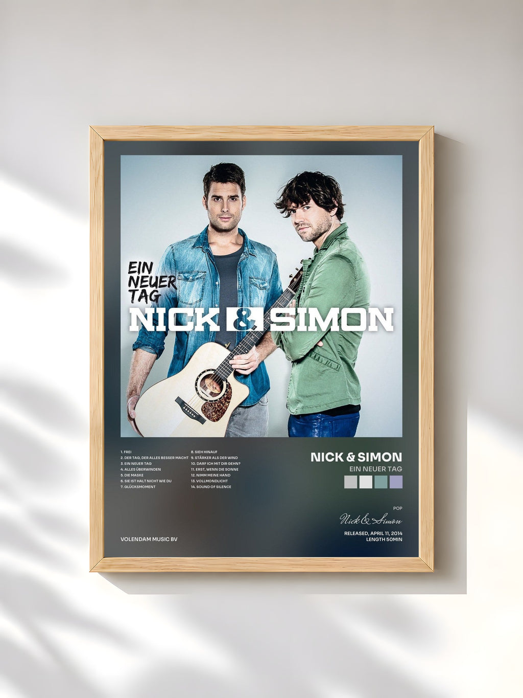#bois Tableau de l'album Ein Neuer Tag de Nick & Simon, cadre en bois brut, imprimé et encadré en France