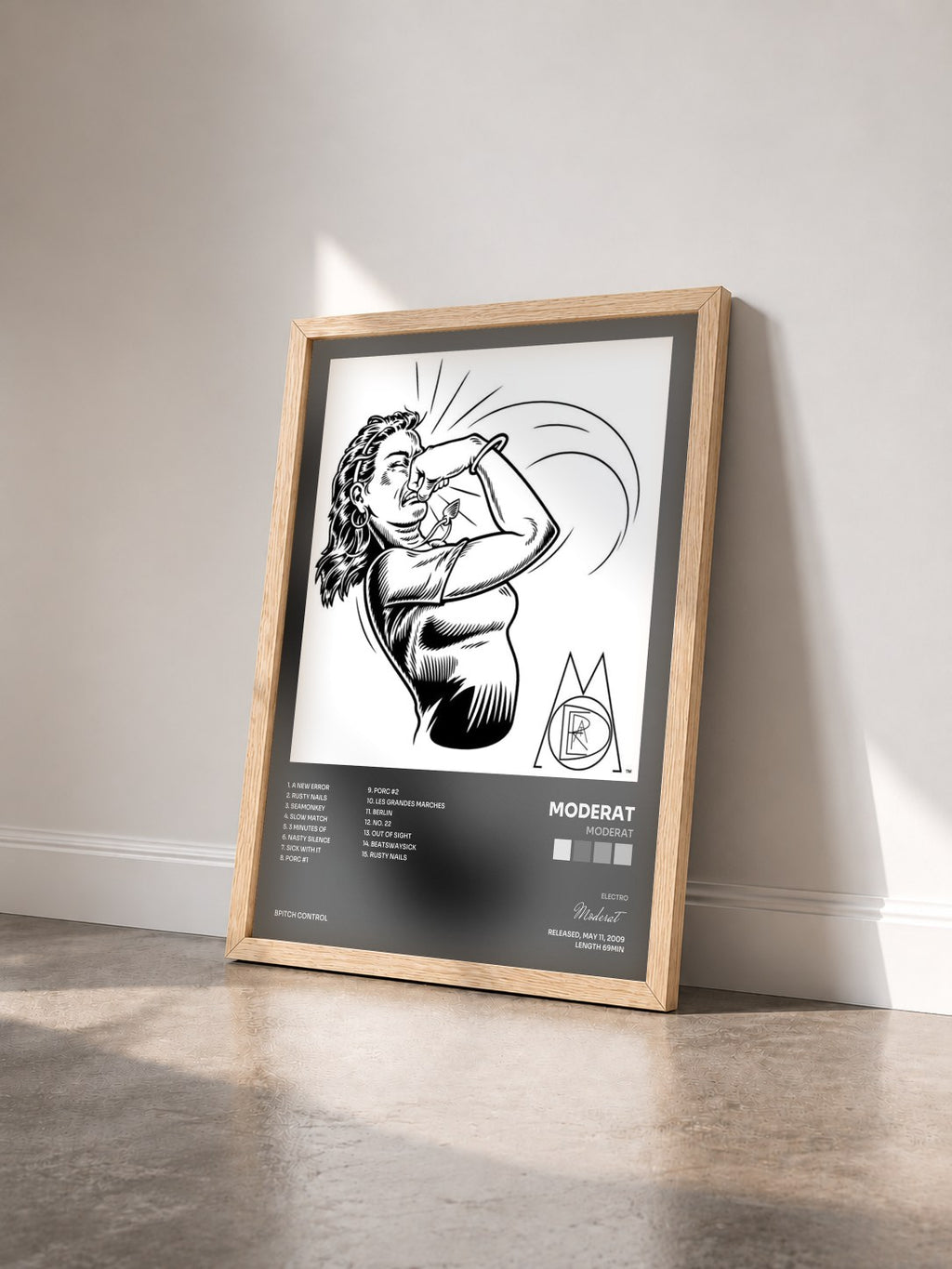 #bois Tableau de l'album Moderat de Moderat vu de trois quarts, cadre en bois brut
