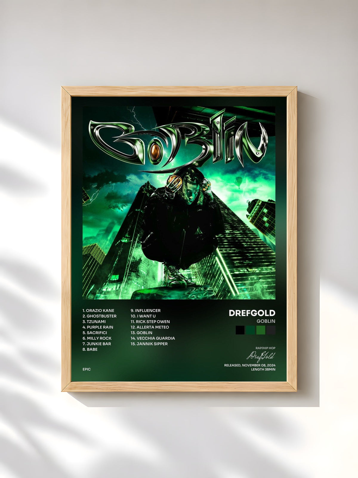 #bois Tableau de l'album GOBLIN de DrefGold, cadre en bois brut, imprimé et encadré en France