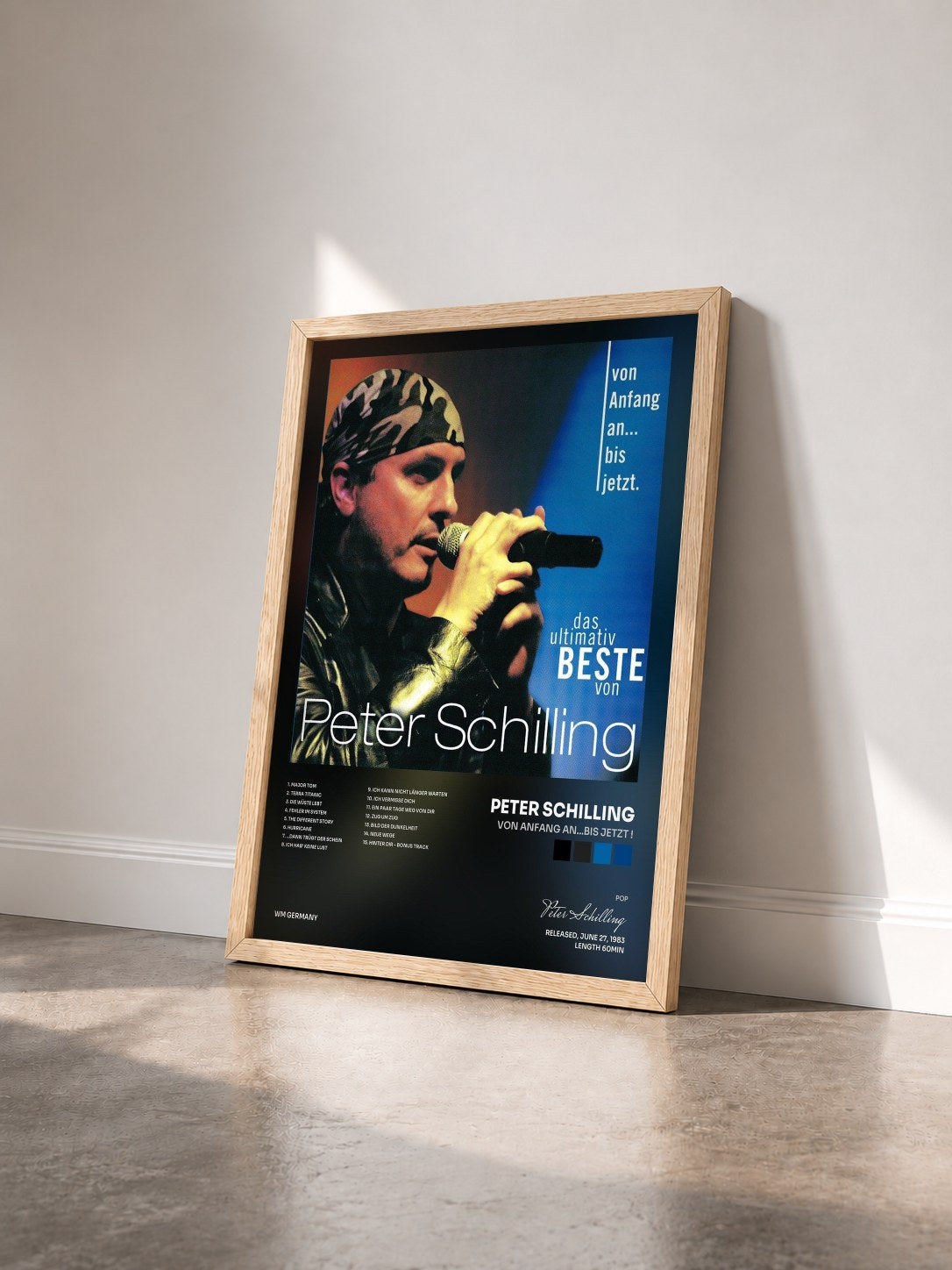 #bois Tableau de l'album Von Anfang An...Bis Jetzt ! de Peter Schilling vu de trois quarts, cadre en bois brut