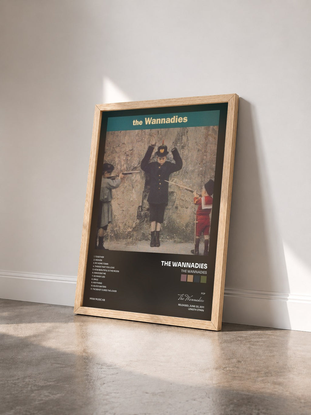 #bois Tableau de l'album The Wannadies de The Wannadies vu de trois quarts, cadre en bois brut
