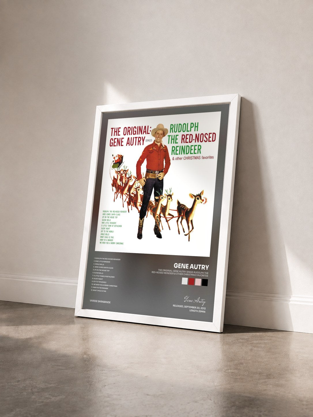 #blanc Tableau de l'album The Original: Gene Autry Sings Rudolph The Red-Nosed Reindeer & Other Christmas Favorites de Gene Autry vu de trois quarts, cadre blanc