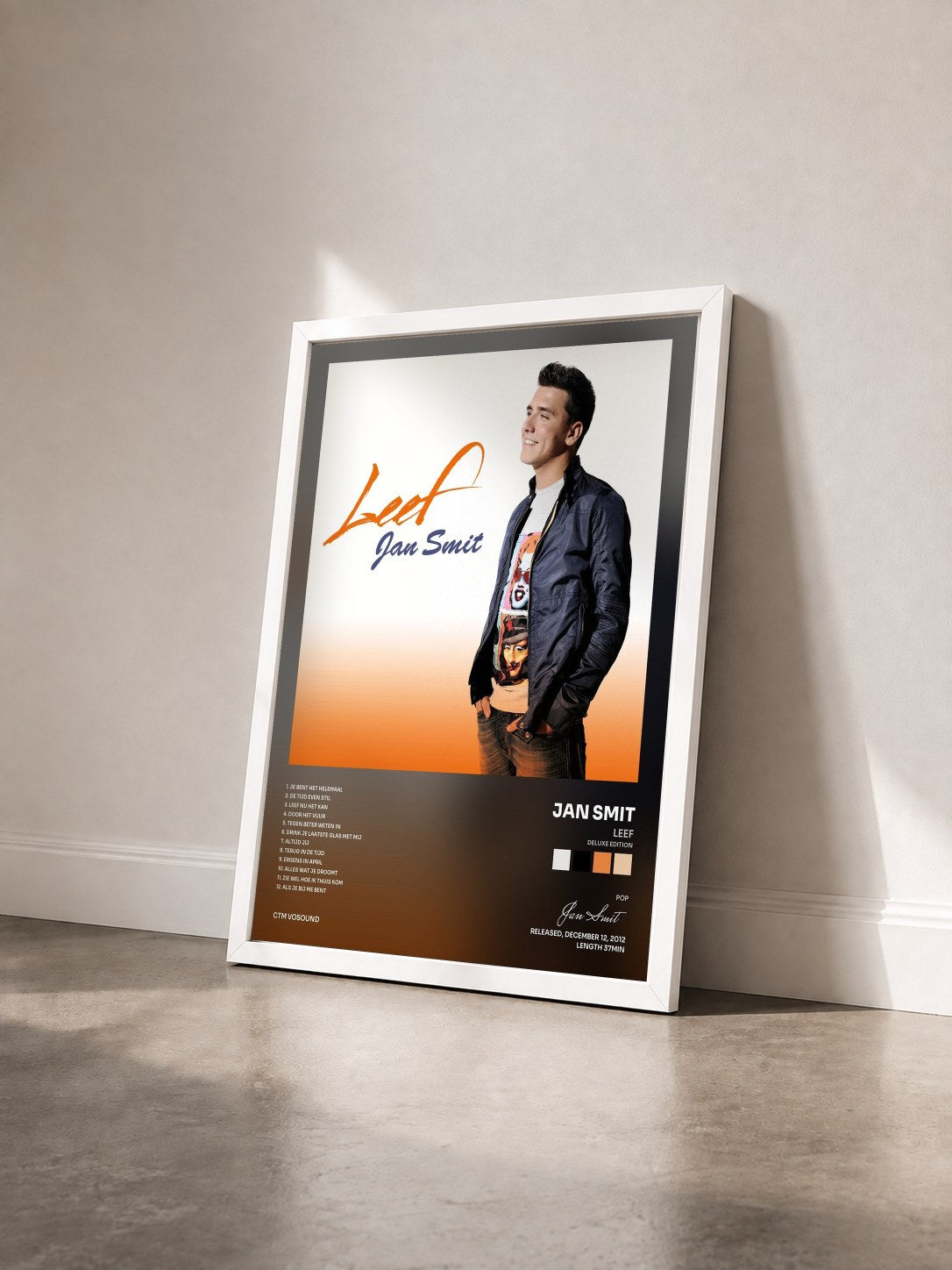 #blanc Tableau de l'album Leef (Deluxe Edition) de Jan Smit vu de trois quarts, cadre blanc