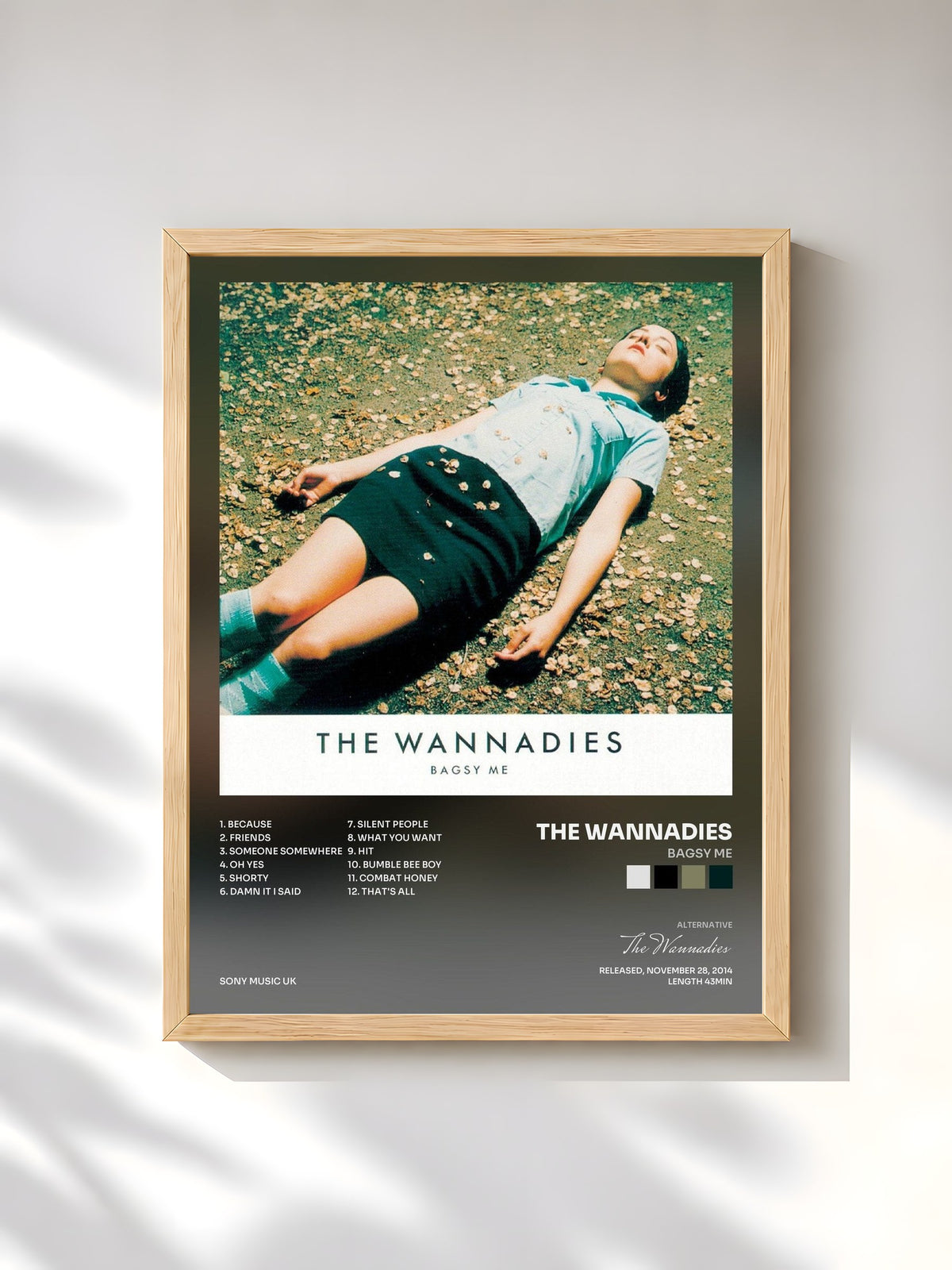 #bois Tableau de l'album Bagsy Me de The Wannadies, cadre en bois brut, imprimé et encadré en France