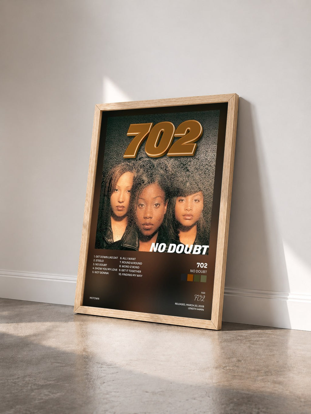#bois Tableau de l'album No Doubt de 702 vu de trois quarts, cadre en bois brut