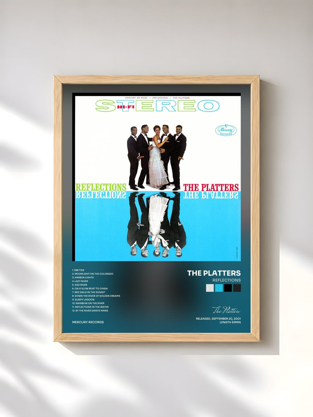#bois Tableau de l'album Reflections de The Platters, cadre en bois brut, imprimé et encadré en France