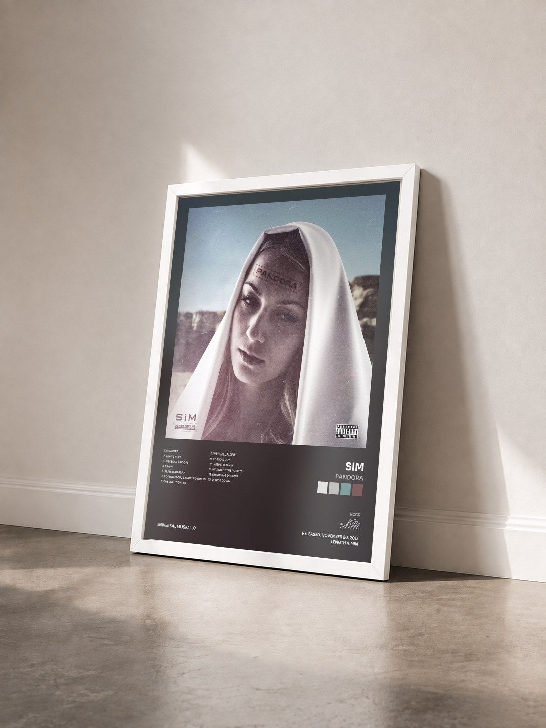 #blanc Tableau de l'album Pandora de SiM vu de trois quarts, cadre blanc