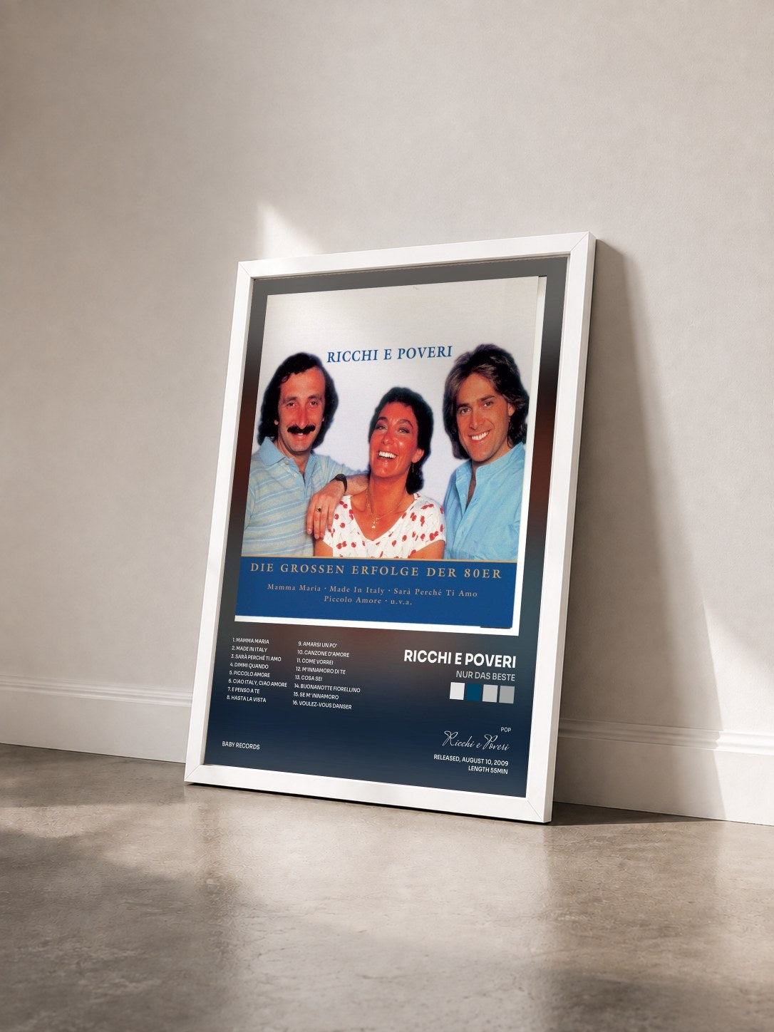 #blanc Tableau de l'album Nur das Beste de Ricchi e Poveri vu de trois quarts, cadre blanc