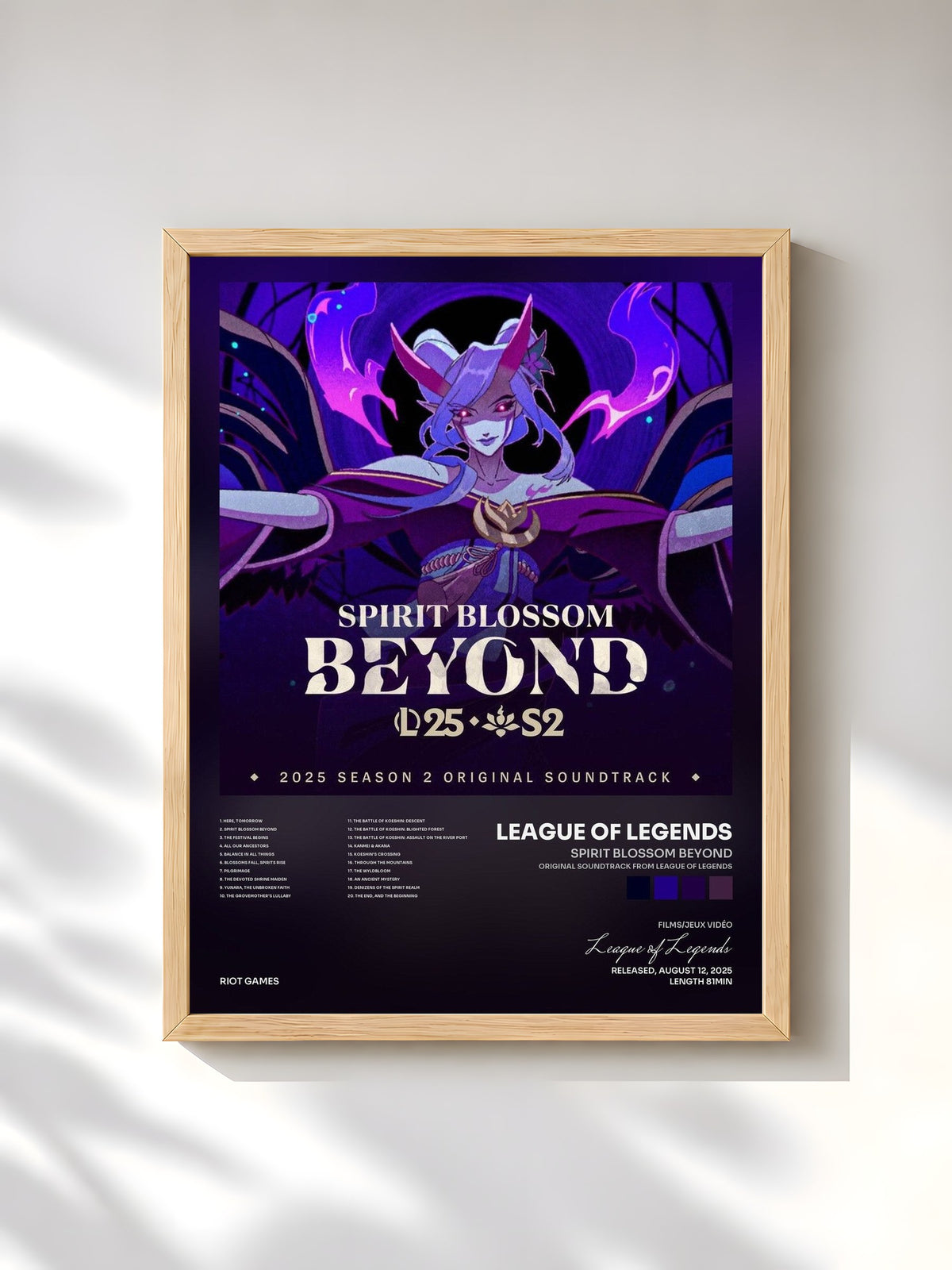 #bois Tableau de l'album Spirit Blossom Beyond (Original Soundtrack from League of Legends) de League of Legends, cadre en bois brut, imprimé et encadré en France
