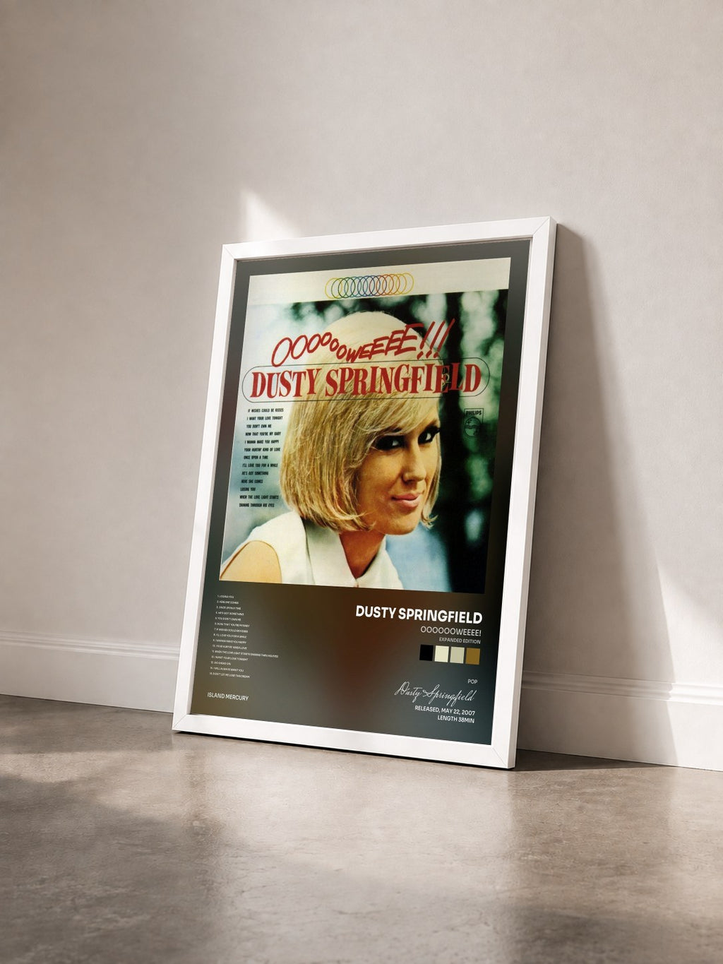 #blanc Tableau de l'album Ooooooweeee! (Expanded Edition) de Dusty Springfield vu de trois quarts, cadre blanc