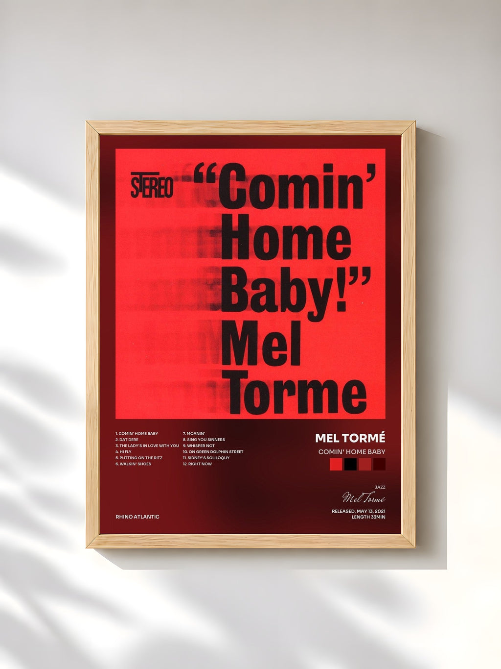#bois Tableau de l'album Comin' Home Baby de Mel Tormé, cadre en bois brut, imprimé et encadré en France