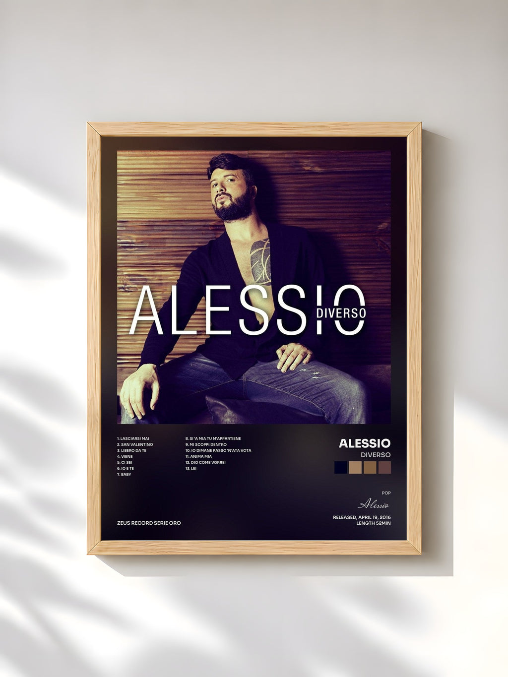 #bois Tableau de l'album Diverso de Alessio, cadre en bois brut, imprimé et encadré en France